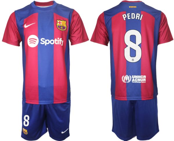 Barcelona Pedri #8 Thuis tenue Mensen 2023-24 Korte Mouw (+ Korte broeken)