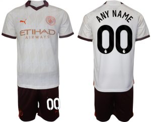 Manchester City Any Name Uit tenue Voetbalshirts 2023-24 Korte Mouw (+ Korte broeken)