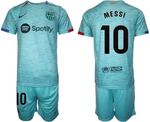 Barcelona Lionel Messi #10 Derde tenue Voetbalshirts 2023-24 Korte Mouw (+ Korte broeken)