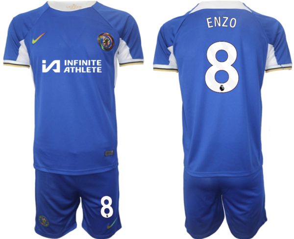 Chelsea Enzo Fernández #8 Thuis tenue Voetbalshirts 2023-24 Korte Mouw (+ Korte broeken)