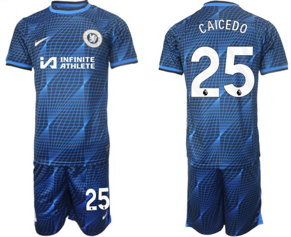 Chelsea Moises Caicedo #25 Uit tenue Voetbalshirts 2023-24 Korte Mouw (+ Korte broeken)