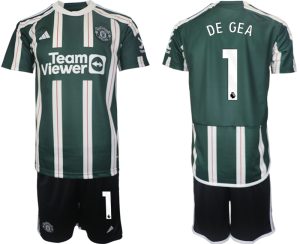 Manchester United David de Gea #1 Uit tenue Voetbalshirts 2023-24 Korte Mouw (+ Korte broeken)