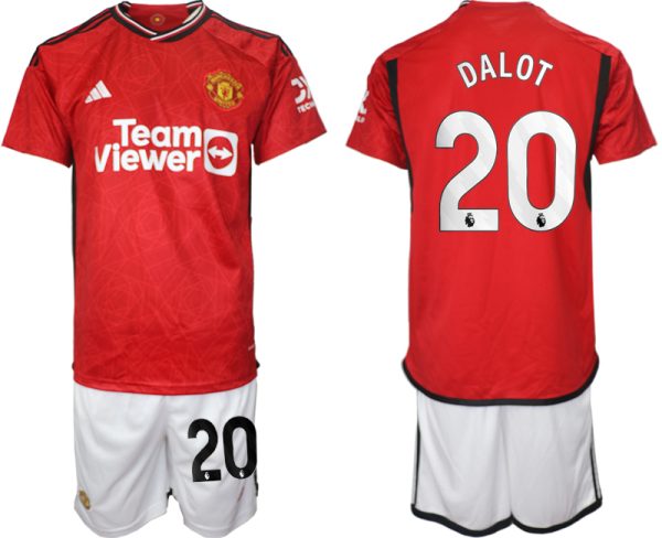 Manchester United Diogo Dalot #20 Thuis tenue Voetbalshirts 2023-24 Korte Mouw (+ Korte broeken)