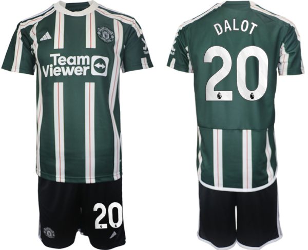 Manchester United Diogo Dalot #20 Uit tenue Voetbalshirts 2023-24 Korte Mouw (+ Korte broeken)