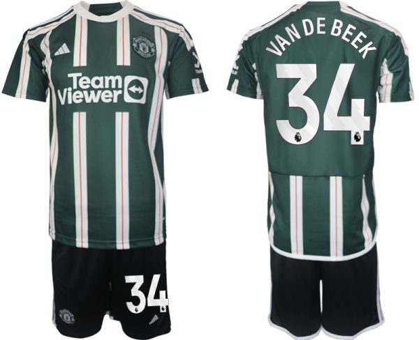 Manchester United Donny van de Beek #34 Uit tenue Voetbalshirts 2023-24 Korte Mouw (+ Korte broeken)