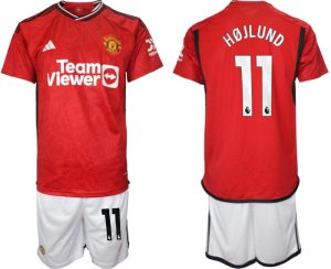 Manchester United Rasmus Hojlund #11 Thuis tenue Voetbalshirts 2023-24 Korte Mouw (+ Korte broeken)