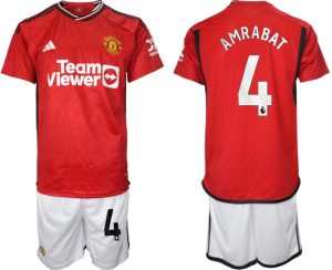 Manchester United Sofyan Amrabat #4 Thuis tenue Voetbalshirts 2023-24 Korte Mouw (+ Korte broeken)