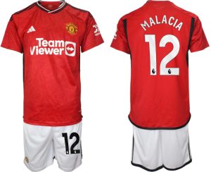 Manchester United Tyrell Malacia #12 Thuis tenue Voetbalshirts 2023-24 Korte Mouw (+ Korte broeken)