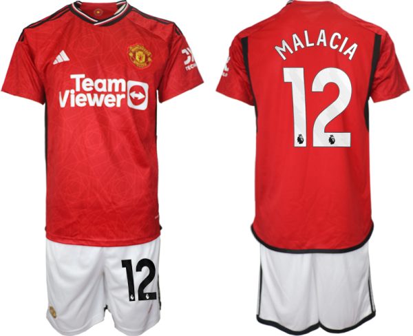 Manchester United Tyrell Malacia #12 Thuis tenue Voetbalshirts 2023-24 Korte Mouw (+ Korte broeken)