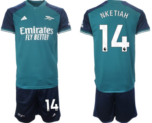 Arsenal Eddie Nketiah #14 Derde tenue Voetbalshirts 2023-24 Korte Mouw (+ Korte broeken)