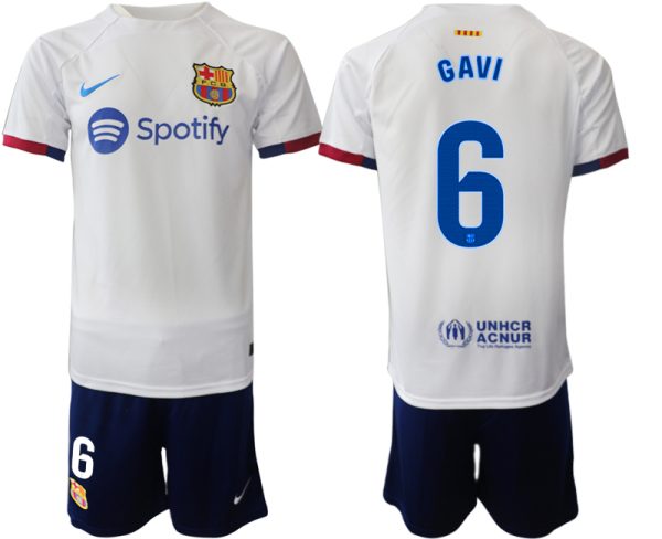 Barcelona Gavi #6 Uit tenue 2023-24 Korte Mouw (+ Korte broeken)