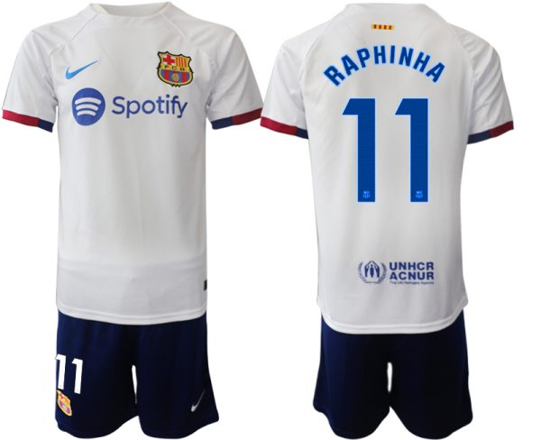 Barcelona Raphinha #11 Uit tenue 2023-24 Korte Mouw (+ Korte broeken)