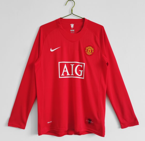 Manchester United 2007/08 Thuis tenue Lange Mouwen Retro Voetbalshirts