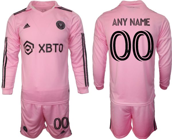 Inter Miami Any Name Thuis tenue Mensen 2023-24 Lange Mouwen (+ Korte broeken) Voetbalshirts