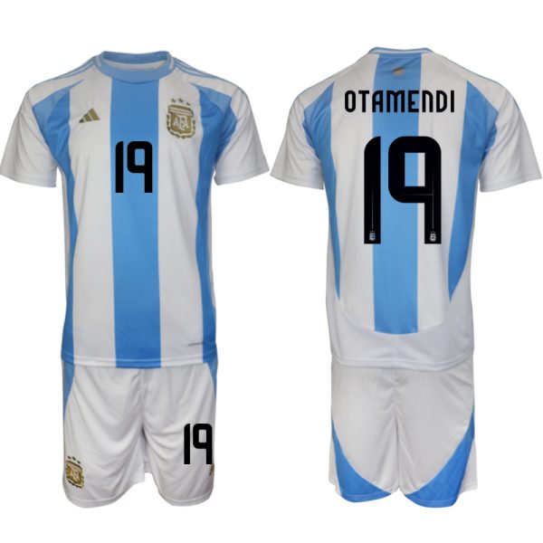 Argentinië Voetbaltenue 2024/25 Nicolas Otamendi #19 Thuis tenue Korte Mouw (+ Korte broeken)