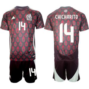 Copa América 2024 Mexico Voetbaltenue 2024/25 Chicharito #14 Thuis tenue Korte Mouw (+ Korte broeken)