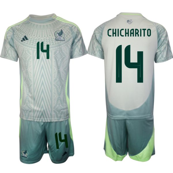 Copa América 2024 Mexico Voetbaltenue 2024/25 Chicharito #14 Uit tenue Korte Mouw (+ Korte broeken)