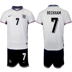 EK 2024 Engeland Voetbaltenue 2024/25 David Beckham #7 Thuis tenue Korte Mouw (+ Korte broeken)