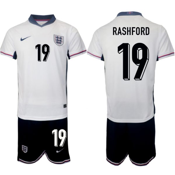 EK 2024 Engeland Voetbaltenue 2024/25 Marcus Rashford #19 Thuis tenue Korte Mouw (+ Korte broeken)