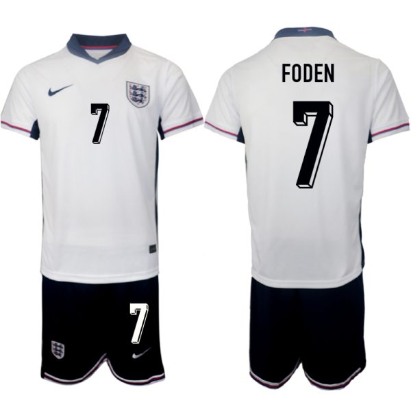 EK 2024 Engeland Voetbaltenue 2024/25 Phil Foden #7 Thuis tenue Korte Mouw (+ Korte broeken)