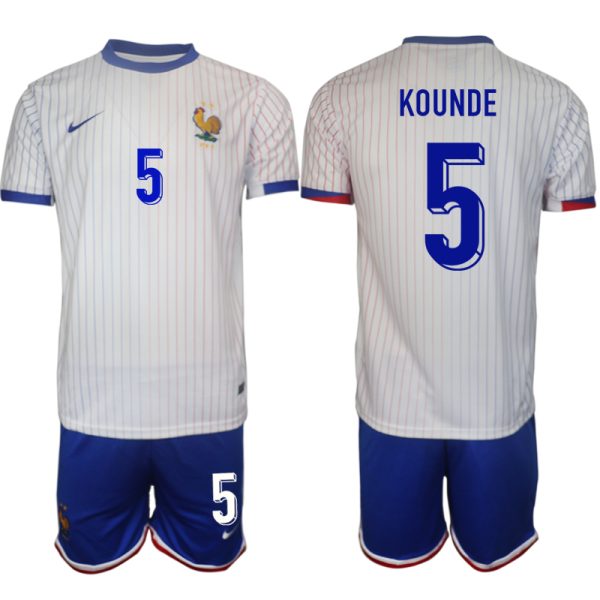 EK 2024 Frankrijk Voetbaltenue 2024/25 Jules Kounde #5 Uit tenue Korte Mouw (+ Korte broeken)