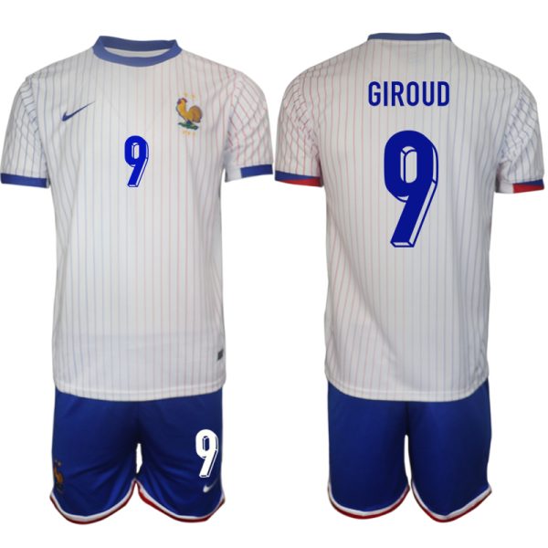 EK 2024 Frankrijk Voetbaltenue 2024/25 Olivier Giroud #9 Uit tenue Korte Mouw (+ Korte broeken)