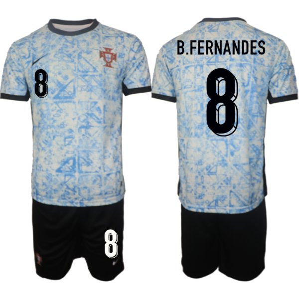 EK 2024 Portugal Voetbaltenue 2024/25 Bruno Fernandes #8 Uit tenue Korte Mouw (+ Korte broeken)