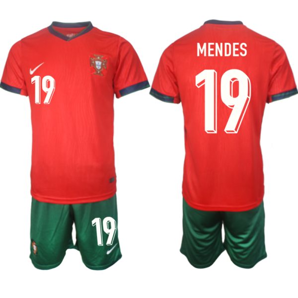 EK 2024 Portugal Voetbaltenue 2024/25 Nuno Mendes #19 Thuis tenue Korte Mouw (+ Korte broeken)