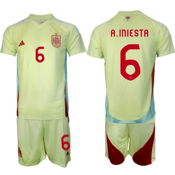 EK 2024 Spanje Voetbaltenue 2024/25 Andres Iniesta #6 Uit tenue Korte Mouw (+ Korte broeken)