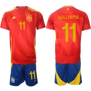 EK 2024 Spanje Voetbaltenue 2024/25 Nico Williams #11 Thuis tenue Korte Mouw (+ Korte broeken)