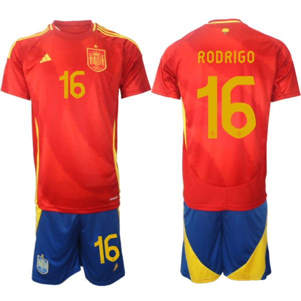 EK 2024 Spanje Voetbaltenue 2024/25 Rodrigo #16 Thuis tenue Korte Mouw (+ Korte broeken)