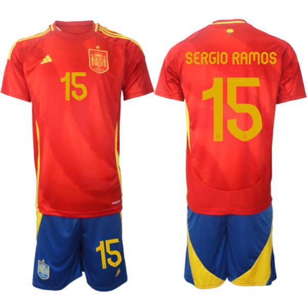 EK 2024 Spanje Voetbaltenue 2024/25 Sergio Ramos #15 Thuis tenue Korte Mouw (+ Korte broeken)