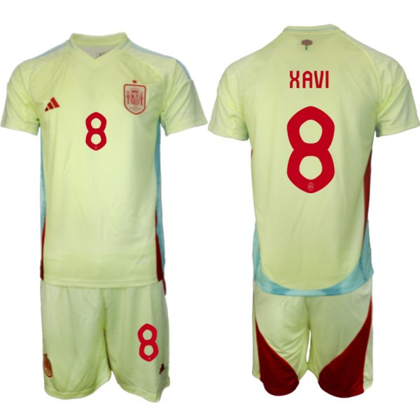 EK 2024 Spanje Voetbaltenue 2024/25 Xavi #8 Uit tenue Korte Mouw (+ Korte broeken)