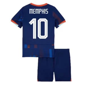 Goedkope Kids Nederland Memphis Depay #10 Voetbaltenue EK 2024 Uit tenue Korte Mouw (+ Korte broeken) Kopen