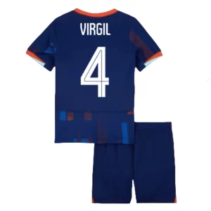 Goedkope Kids Nederland Virgil van Dijk #4 Voetbaltenue EK 2024 Uit tenue Korte Mouw (+ Korte broeken) Kopen
