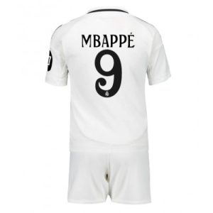 Kids Real Madrid Thuis tenue 2024/25 Kylian Mbappe #9 Voetbalshirts Korte Mouw (+ Korte broeken)