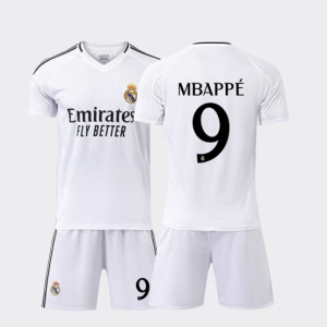 Real Madrid Voetbaltenue 2024/25 Kylian Mbappe #9 Thuis tenue Korte Mouw (+ Korte broeken)