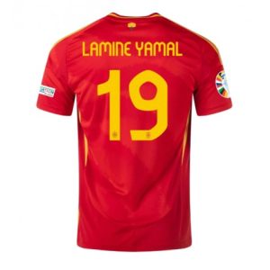 Goedkope EK 2024 Spanje Lamine Yamal #19 Thuis tenue Mensen Korte Mouw Kopen