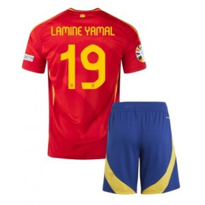 Goedkope Spanje Lamine Yamal #19 Thuis tenue Kids EK 2024 Voetbalshirts Korte Mouw (+ Korte broeken) Kopen
