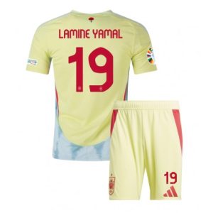 Goedkope Spanje Lamine Yamal #19 Uitshirt Kids EK 2024 Voetbalshirts Korte Mouw (+ Korte broeken) Kopen