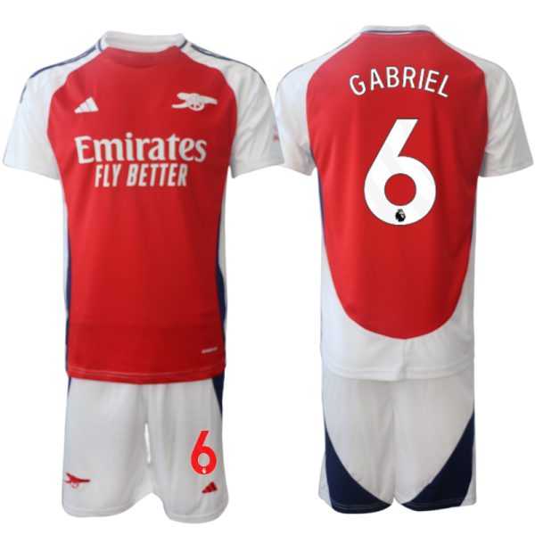 Goedkope 2024/25 Arsenal Thuis tenue Gabriel Magalhaes #6 Korte Mouw (+ Korte broeken) Kopen