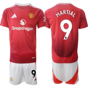 Goedkope Manchester United Thuis tenue 2024/25 Anthony Martial #9 Korte Mouw (+ Korte broeken) Kopen