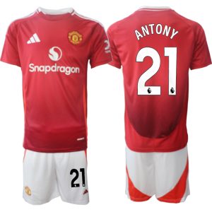 Goedkope Manchester United Thuis tenue 2024/25 Antony #21 Korte Mouw (+ Korte broeken) Kopen