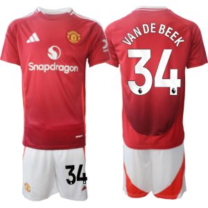 Goedkope Manchester United Thuis tenue 2024/25 Donny van de Beek #34 Korte Mouw (+ Korte broeken) Kopen