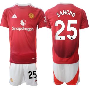 Goedkope Manchester United Thuis tenue 2024/25 Jadon Sancho #25 Korte Mouw (+ Korte broeken) Kopen