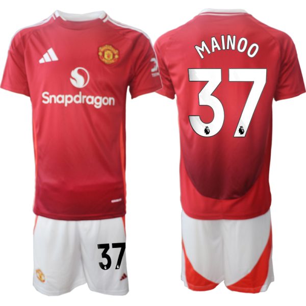 Goedkope Manchester United Thuis tenue 2024/25 Kobbie Mainoo #37 Korte Mouw (+ Korte broeken) Kopen