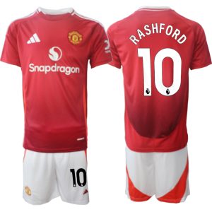 Goedkope Manchester United Thuis tenue 2024/25 Marcus Rashford #10 Korte Mouw (+ Korte broeken) Kopen