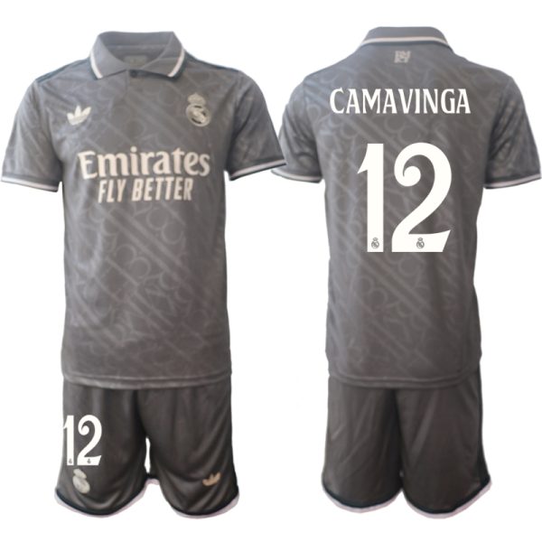 Goedkope Real Madrid Derde tenue 2024/25 Eduardo Camavinga #12 Korte Mouw (+ Korte broeken) Kopen