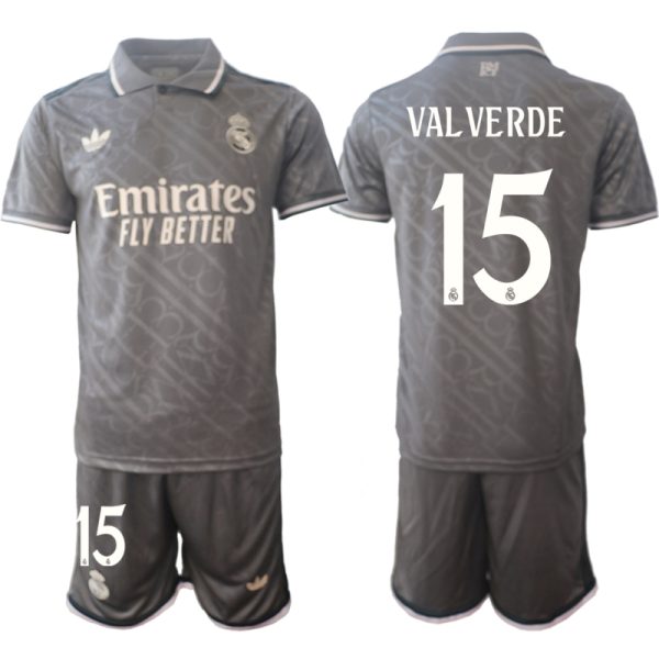 Goedkope Real Madrid Derde tenue 2024/25 Federico Valverde #15 Korte Mouw (+ Korte broeken) Kopen