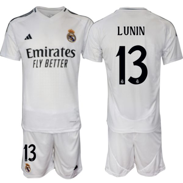 Goedkope Real Madrid Thuis tenue 2024/25 Andriy Lunin #13 Korte Mouw (+ Korte broeken) Kopen